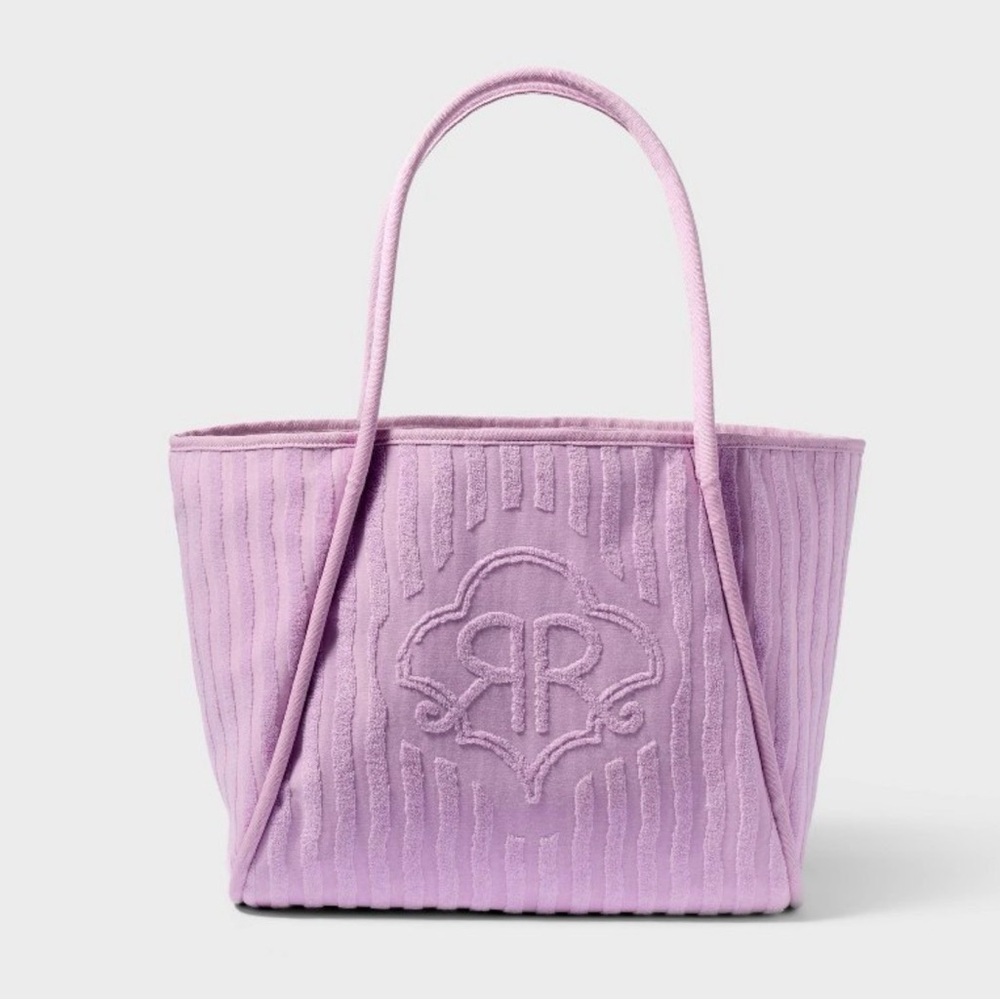 Roller Rabbit x Target Beach Tote & Towel purple and hearts matching set - Picture 7 of 12
